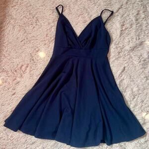 Navy Semi Formal Mini Academia Party Minimalist Dainty Mystical Pixie Glam Dress